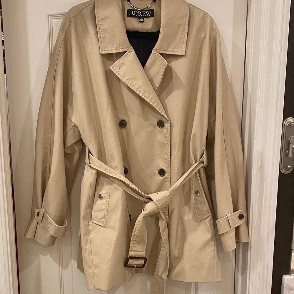 J. Crew Women's Beige Double-Breasted short Trench Coat - Picture 5 of 8